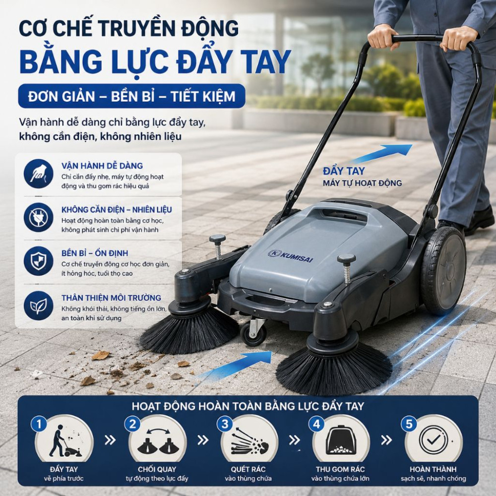 Xe quét rác đẩy tay Kumisai KMS S1 - Hàng chính hãng