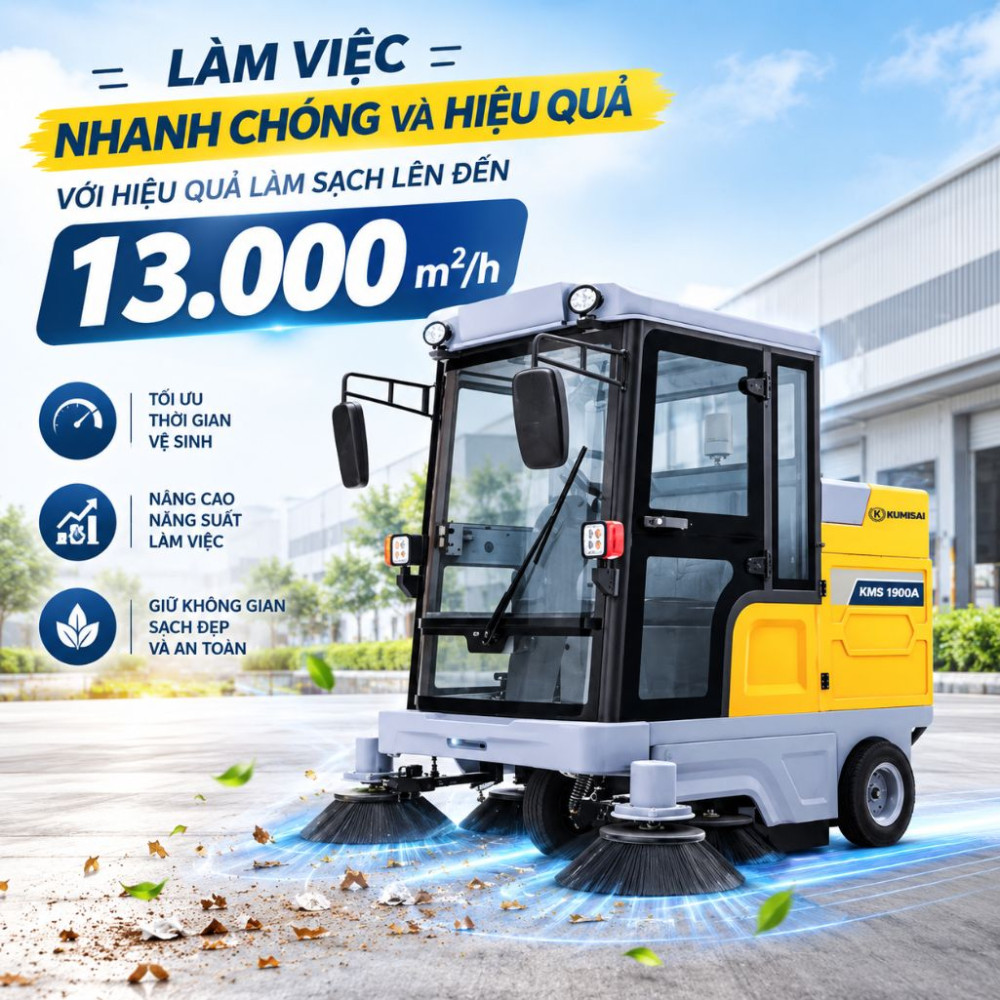 Xe quét rác ngồi lái Kumisai KMS 1900A - Hàng chính hãng