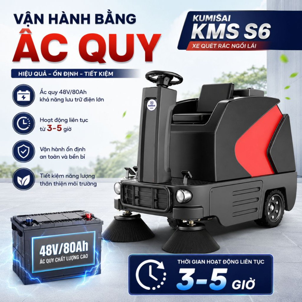 Xe quét rác ngồi lái Kumisai KMS S6 - Hàng chính hãng