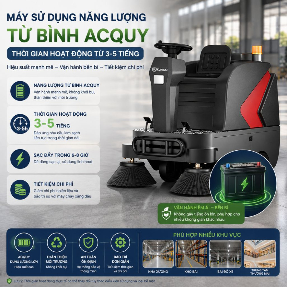Xe quét rác ngồi lái Kumisai KMS-GS1 - Hàng chính hãng