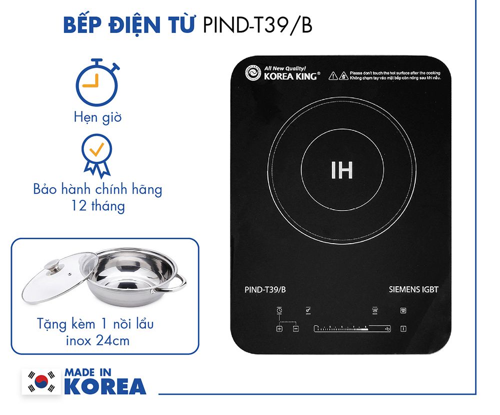 Bếp điện từ đơn Korea King PIND-T39B - Hàng chính hãng