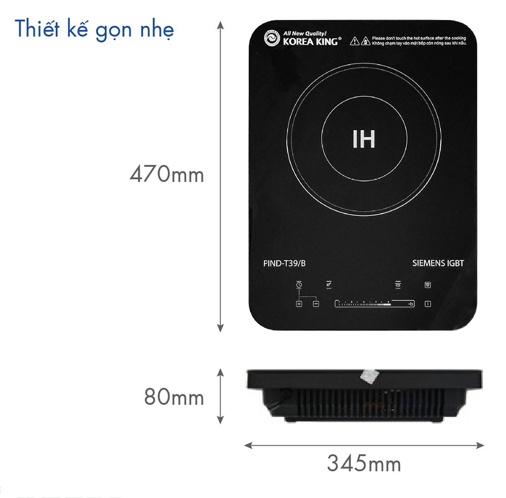Bếp điện từ đơn Korea King PIND-T39B - Hàng chính hãng