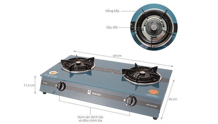 Bếp gas dương Sakura SA-7G - Hàng chính hãng