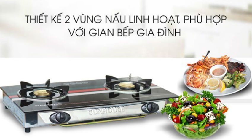  Bếp gas dương kính 2 lò Sunhouse SHB202MT  - Hàng chính hãng