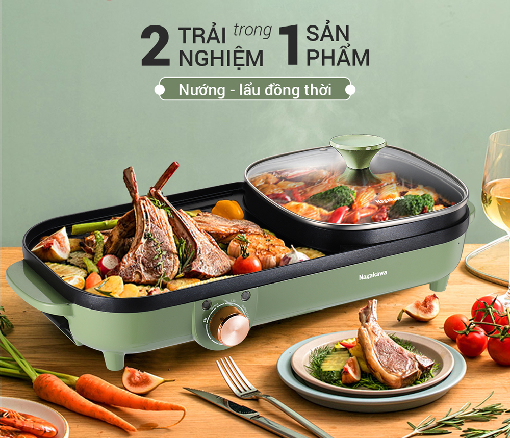Bếp lẩu nướng điện đa năng Nagakawa NAG3104 - Hàng chính hãng