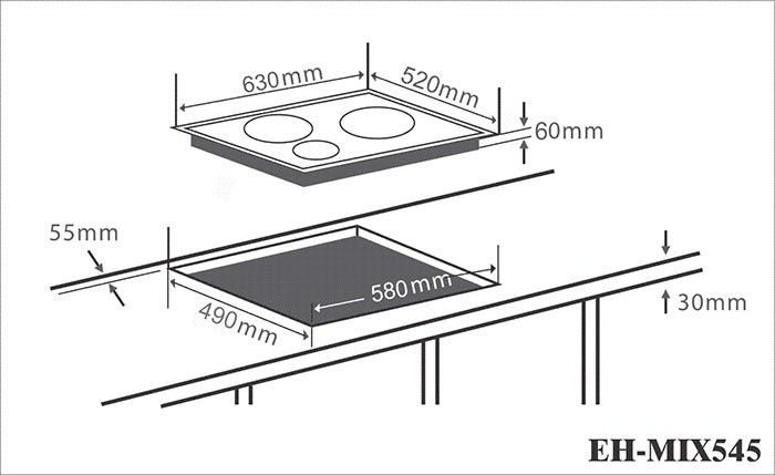 Bếp 1 hồng ngoại 2 điện từ Chef's EH-MIX545 - Hàng chính hãng
