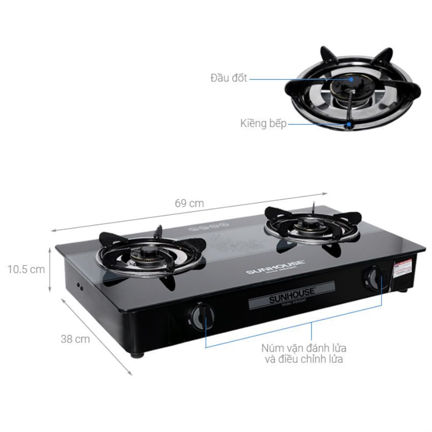 Bếp gas dương kính Sunhouse SHB306MT - Hàng chính hãng