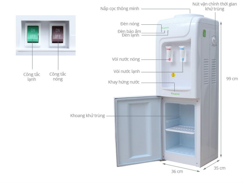 Cây Nước Nóng Lạnh Kangaroo KG3331 - Hàng chính hãng