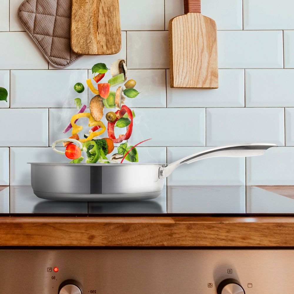 Chảo Inox chống dính 3 đáy MaxA EL-3760 size 16cm - Hàng chính hãng