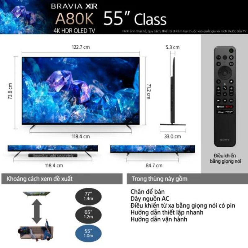 Google Tivi Oled Sony XR-55A80K - Hàng chính hãng