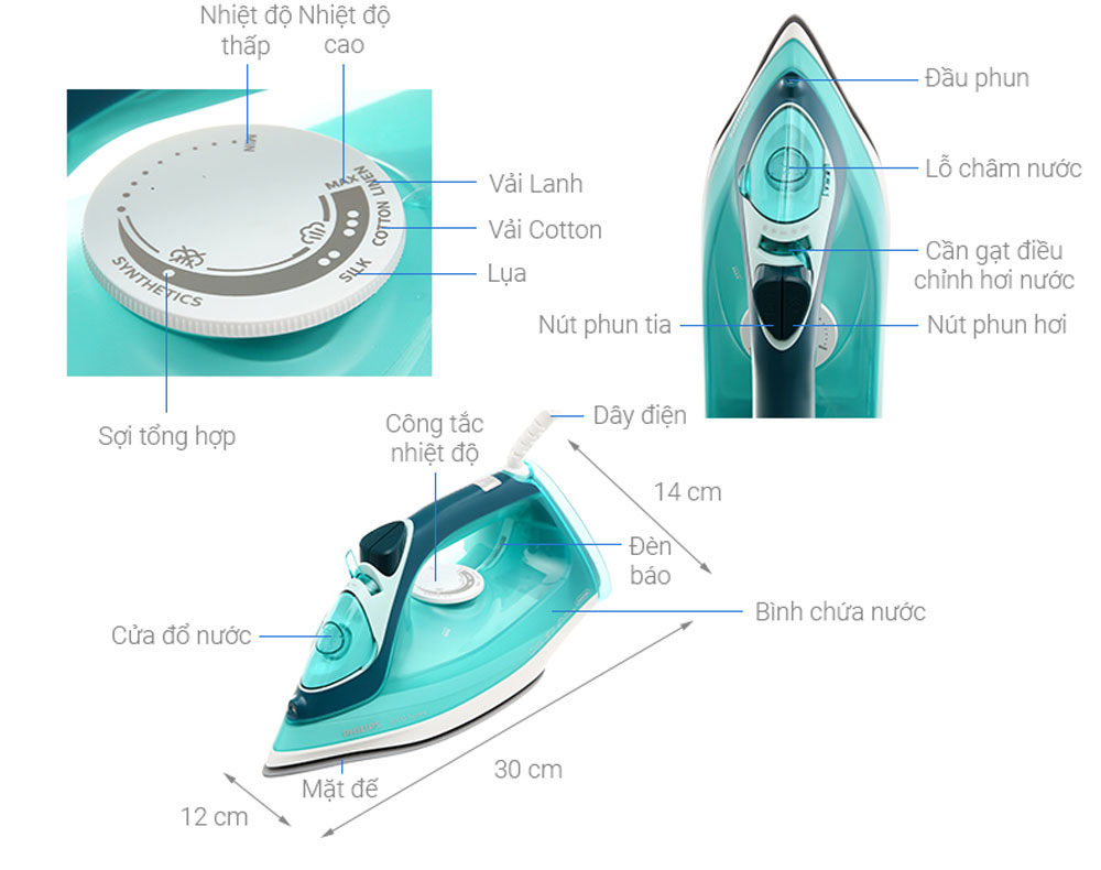 Bàn ủi hơi nước Philips DST3030/70 - Hàng chính hãng