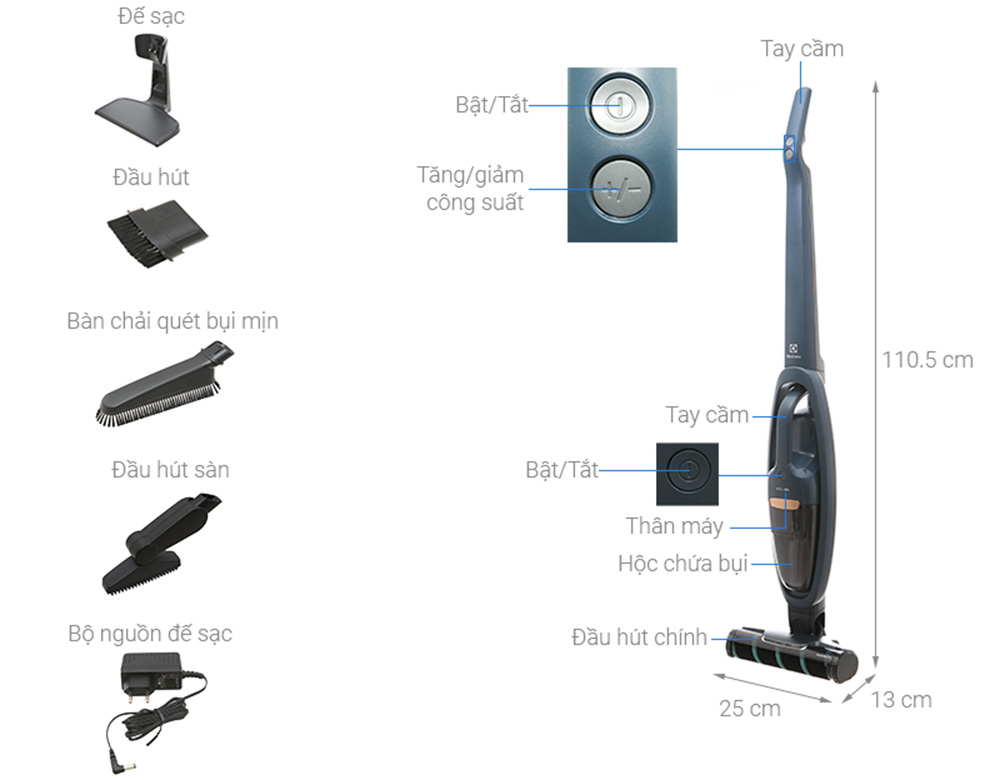 Máy hút bụi không dây Electrolux WQ61-1EDBF - Hàng chính hãng