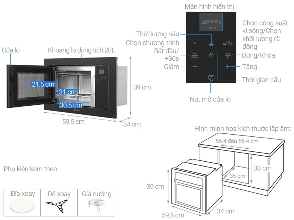 Lò vi sóng âm tủ SMEG FMI120N2 - Hàng chính hãng
