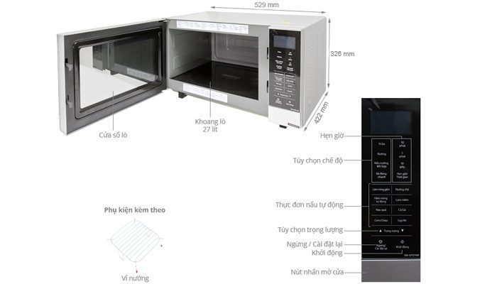 Lò vi sóng Panasonic NN-GF574MYUE - 27 lít - Hàng chính hãng