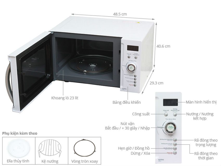 Lò Vi Sóng Có Nướng Sharp R-G371VN-W - Hàng chính hãng