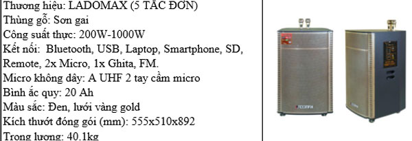 Loa kéo 5 tấc Ladomax K-T613 - Hàng chính hãng