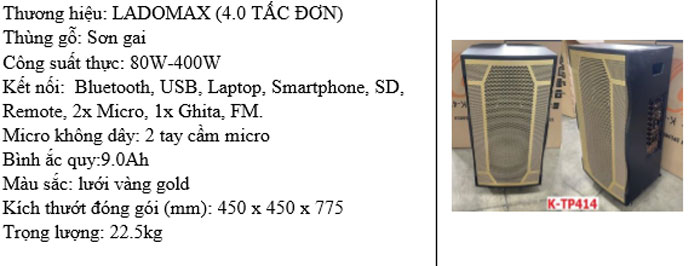 Loa kéo Ladomax K-TP414 - Hàng chính hãng