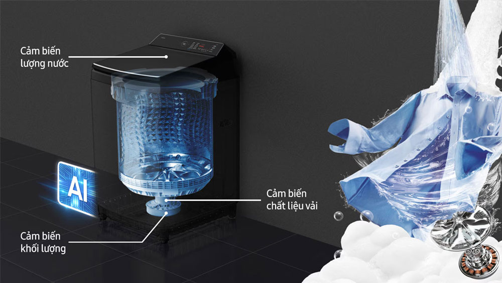 Máy giặt Bespoke Samsung Ecobubble Inverter 13Kg WA80F13S5BSV - Hàng chính hãng