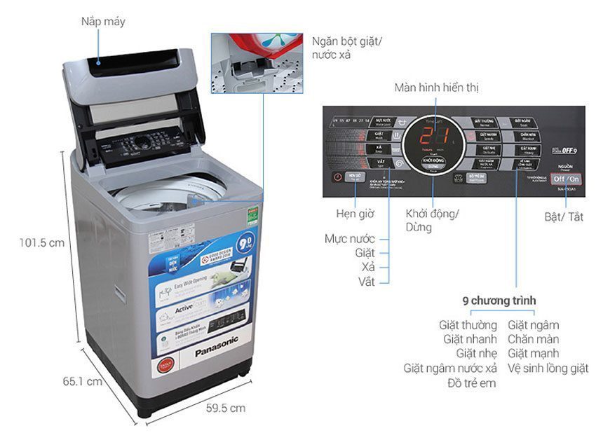 Máy giặt Panasonic NA-F90VS9DRV - Hàng chính hãng