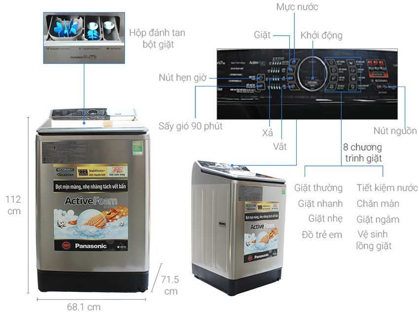 Máy giặt Panasonic NA-FS14V5SRV - Hàng chính hãng