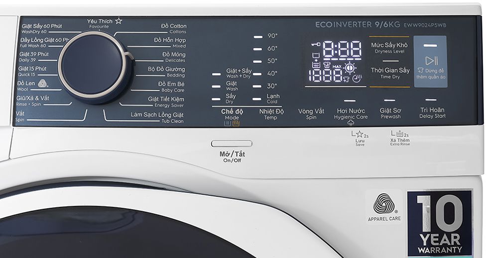 Máy giặt sấy Electrolux Inverter 9 kg EWW9024P5WB - Hàng chính hãng