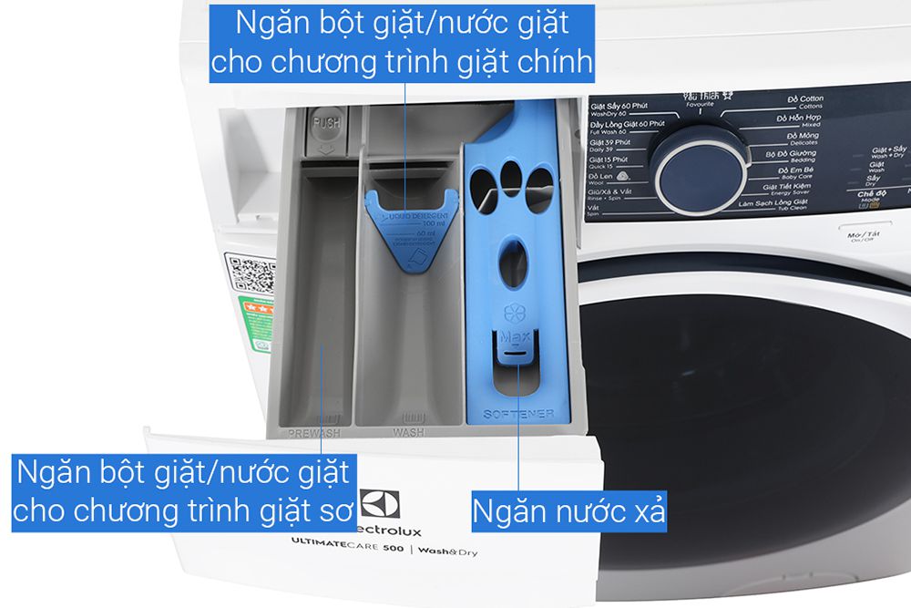Máy giặt sấy Electrolux Inverter 9 kg EWW9024P5WB - Hàng chính hãng