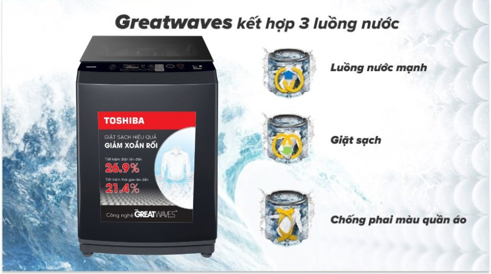 Máy giặt Toshiba Inverter 9.0 kg AW-DK1000FV(KK) - Hàng chính hãng
