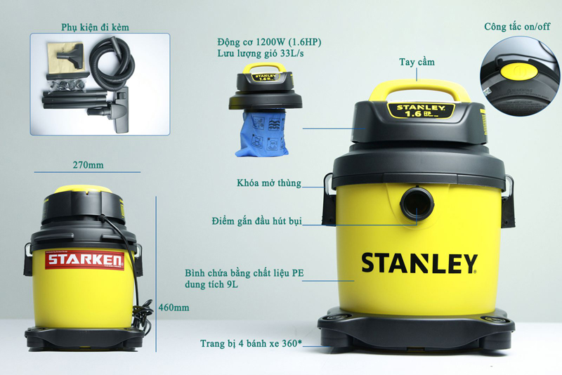 Máy hút bụi Stanley SL19128P - Hàng chính hãng