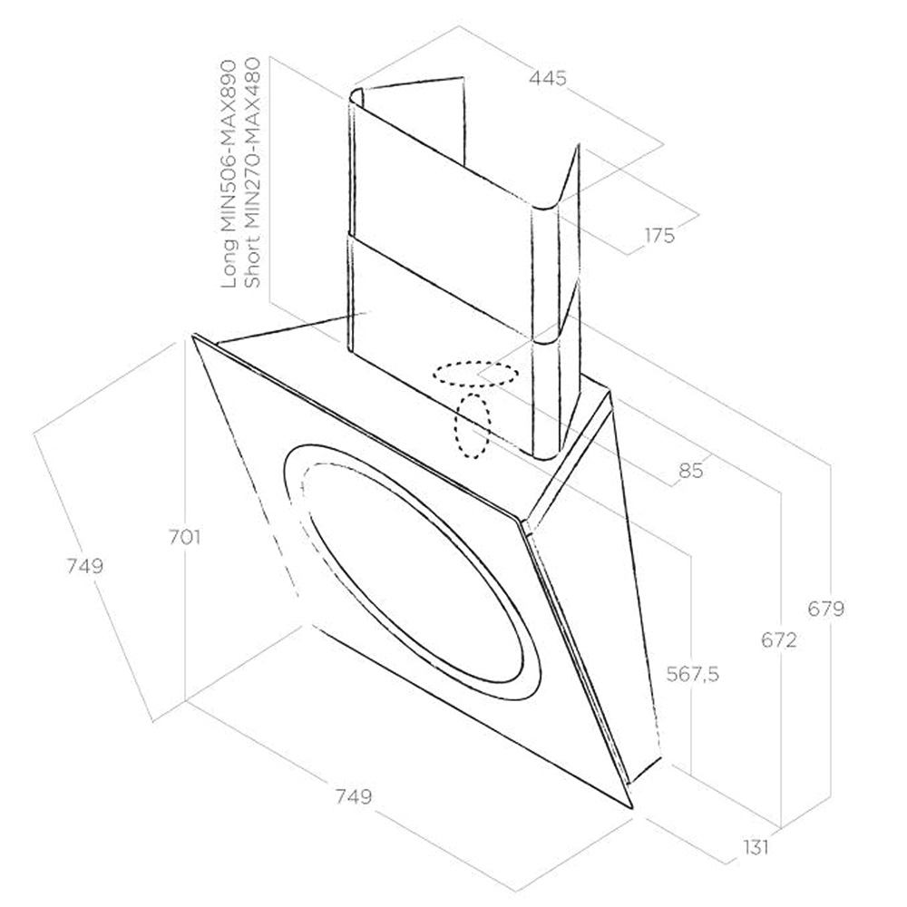 Máy hút mùi áp tường Elica OM AIR WH/F/75 - Hàng chính hãng
