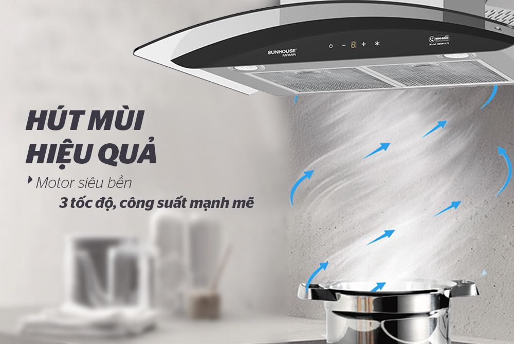 Máy hút mùi tum kính Sunhouse MMB6682-70 - Hàng chính hãng
