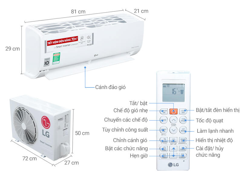 Máy lạnh Inverter 1.5 Hp LG V13WIN - Hàng chính hãng