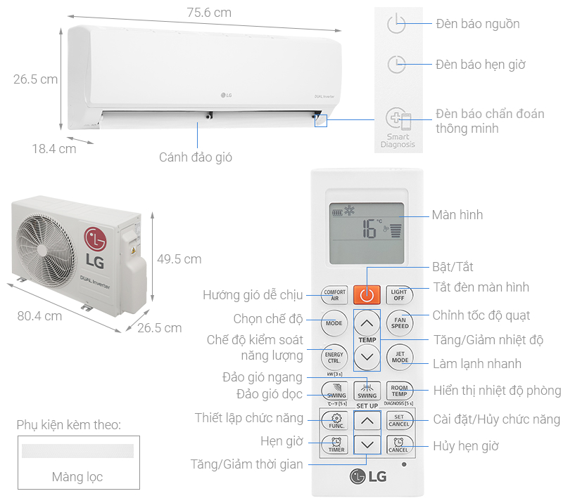 Máy lạnh Inverter 1.0 Hp LG V10WIN - Hàng chính hãng