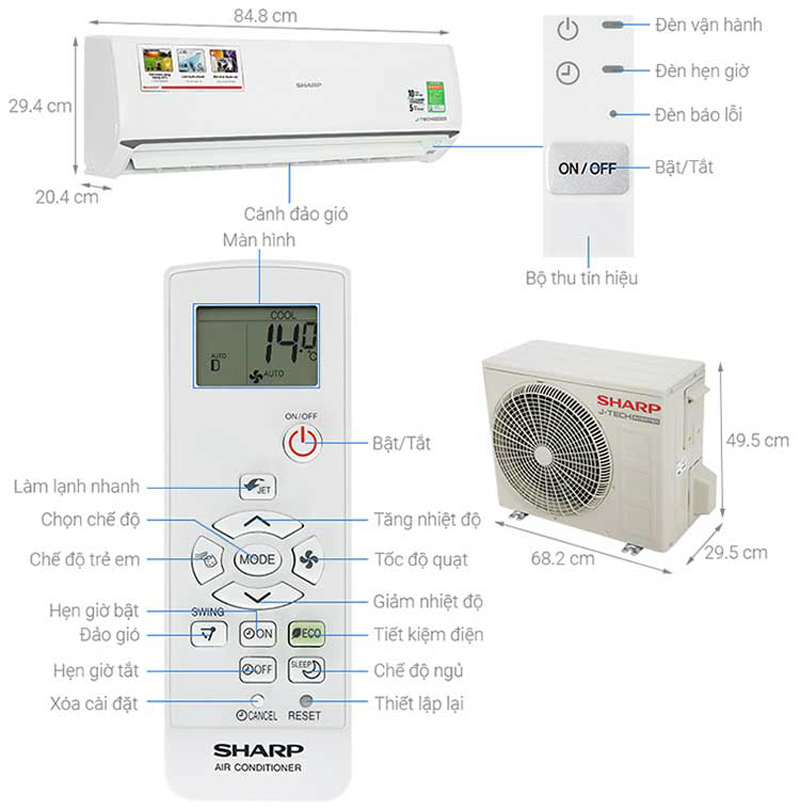Máy lạnh inverter Sharp AH-X13ZEW - Hàng chính hãng