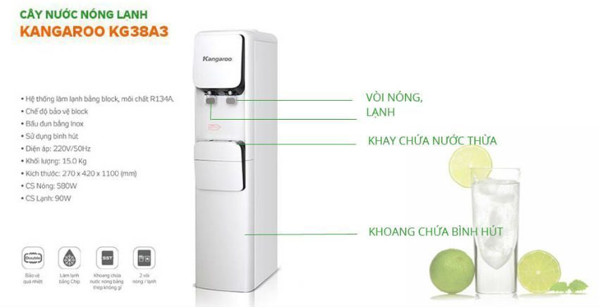Cây nước nóng lạnh Kangaroo KG38A3 - Hàng chính hãng