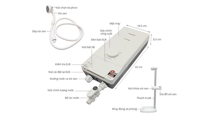 Máy tắm nước nóng Panasonic DH-4MP1W - Hàng chính hãng