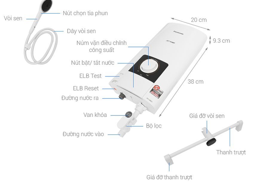 Máy nước nóng Panasonic DH-4NP1VW - Hàng chính hãng