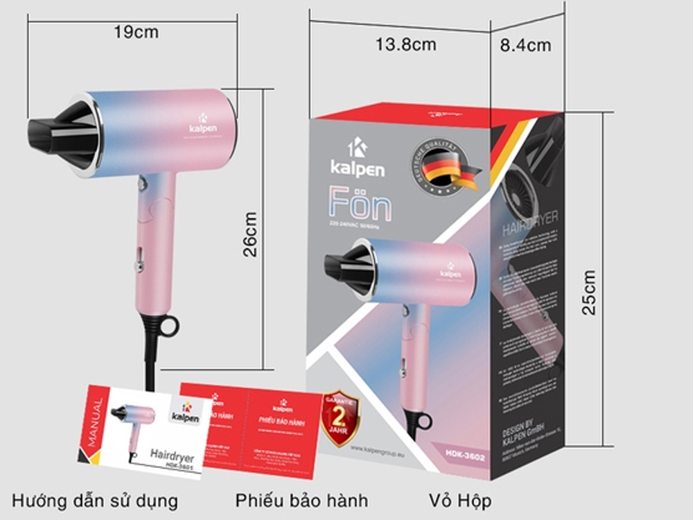 Máy sấy tóc Kalpen HDK-3602 (1800W) - Hàng chính hãng