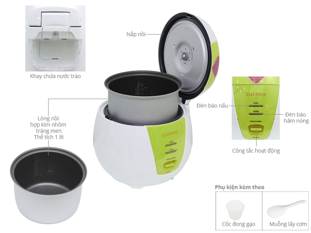 Nồi cơm điện Cuckoo 1 lít CR-0661X - Hàng chính hãng