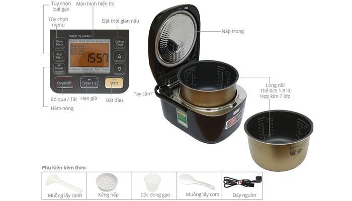 Nồi cơm điện cao tần Panasonic SR-HB184KRA - Hàng chính hãng
