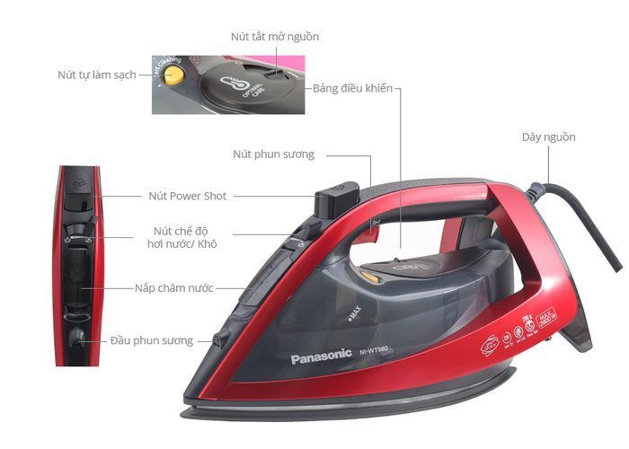 Bàn ủi hơi nước Panasonic NI-WT980RRA - Hàng chính hãng