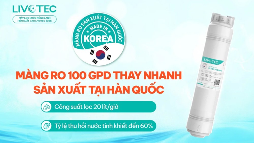 Máy lọc nước nóng lạnh Korihome Livotec 629S - Hàng chính hãng