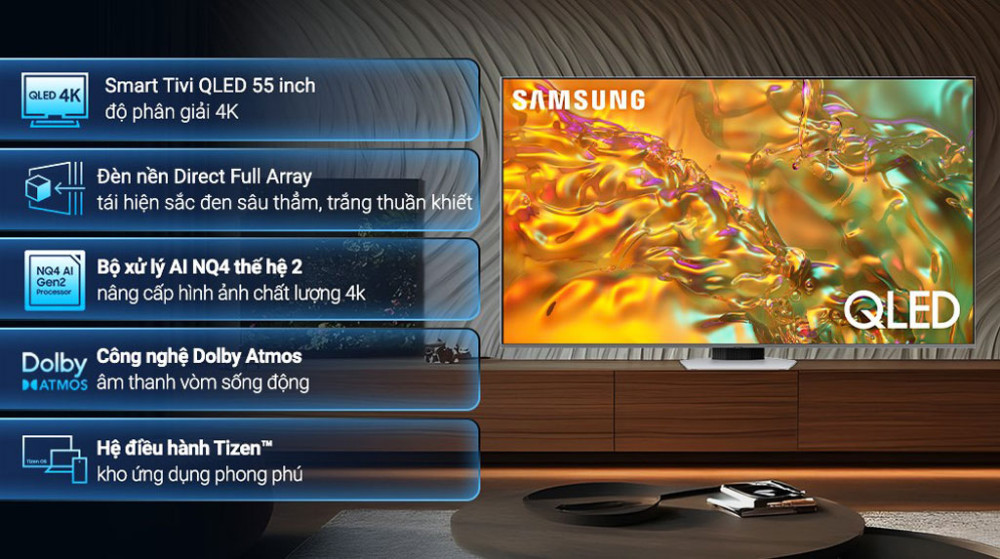 Smart Tivi QLED Samsung AI 4K 55 inch QA55Q80D - Hàng chính hãng
