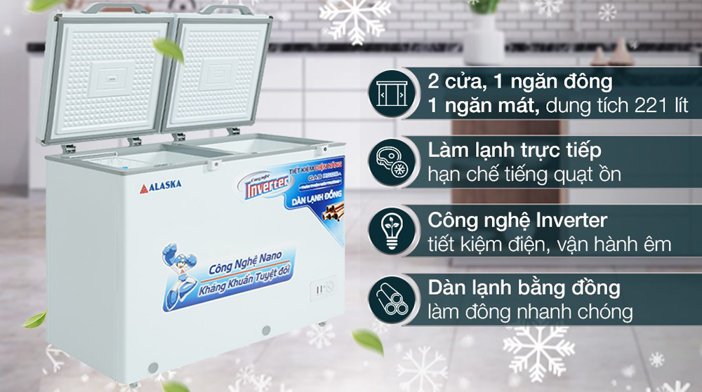 Tủ đông mát Alaska BCD-3568CI (221L) - Hàng chính hãng