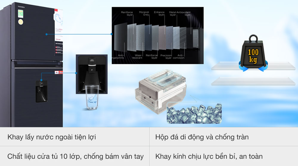 Tủ lạnh Toshiba Inverter 311 lít GR-RT395WE-PMV(06)-MG - Hàng chính hãng