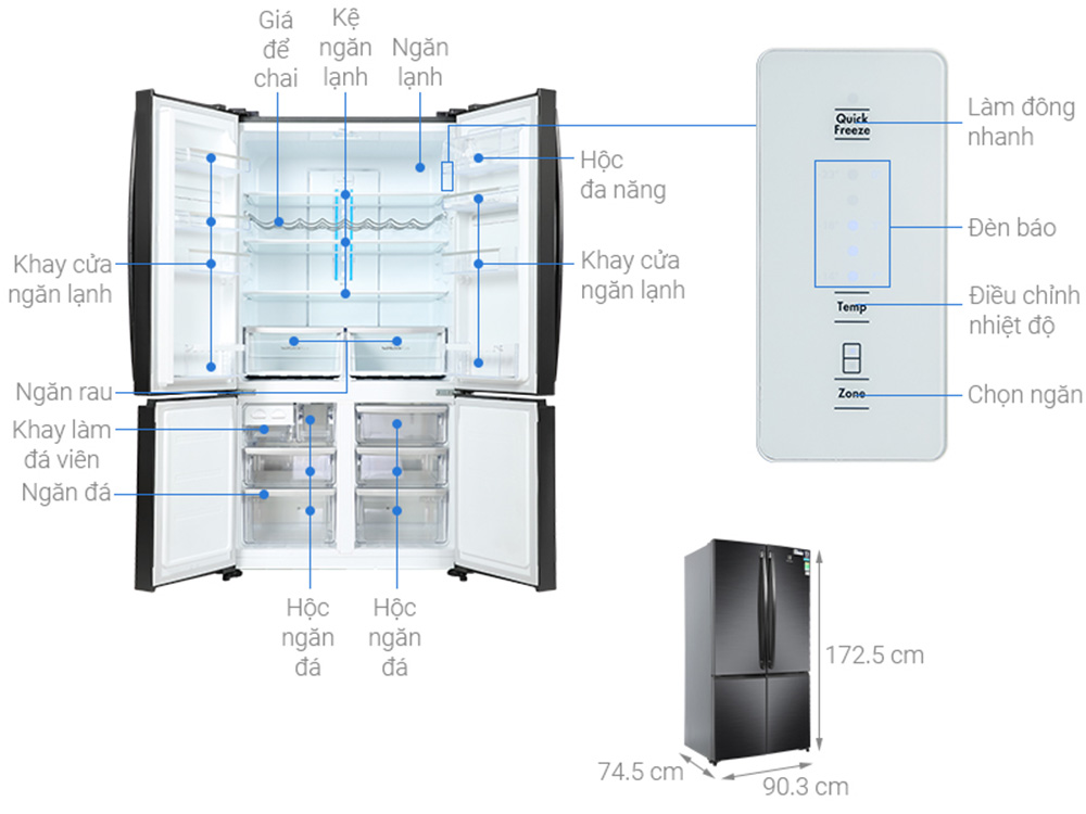 Tủ lạnh Electrolux Inverter 541 lít EQE6000A-B - Hàng chính hãng