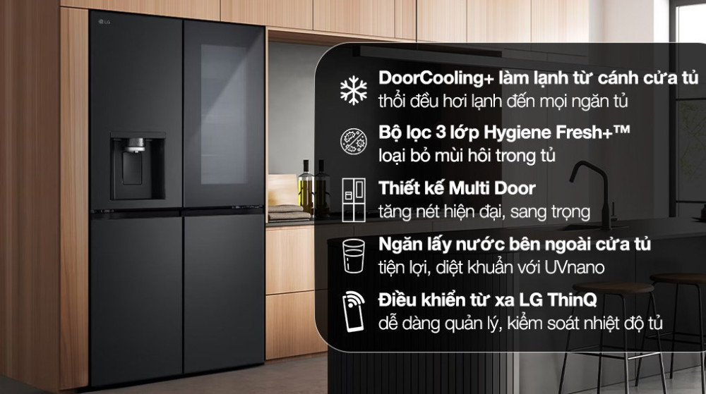 Tủ lạnh LG Inverter 508 lít Multi Door InstaView LFI50BLMAI - Hàng chính hãng