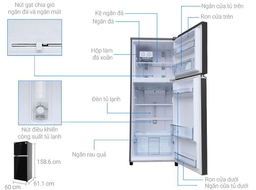 Tủ lạnh Panasonic NR-BL308PKVN - Hàng chính hãng