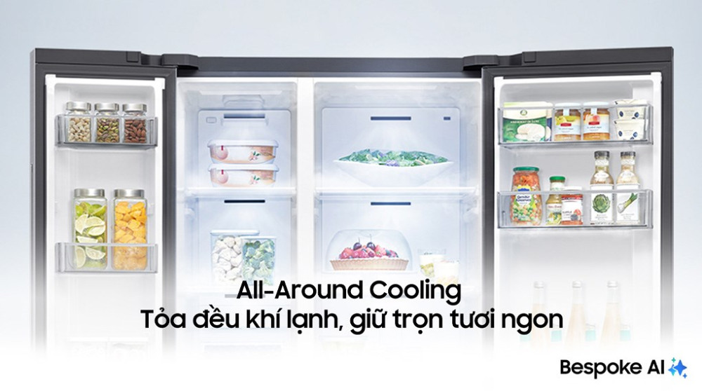 Tủ lạnh Samsung Inverter 615 lít Side By Side AI Home RS90F65D2FSV - Hàng chính hãng