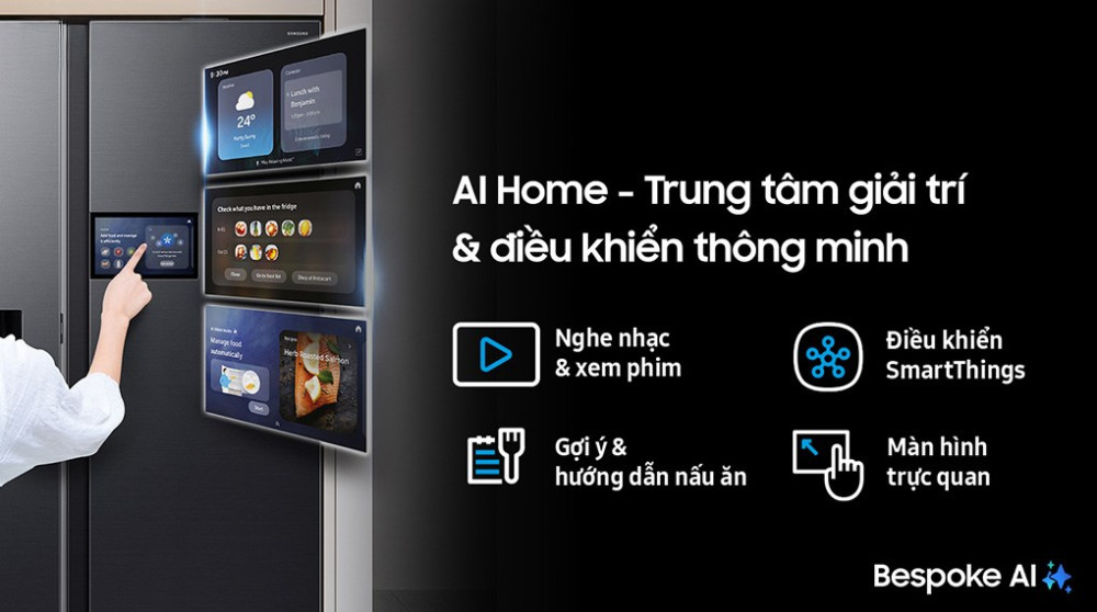 Tủ lạnh Samsung Inverter 615 lít Side By Side AI Home RS90F65D2FSV - Hàng chính hãng