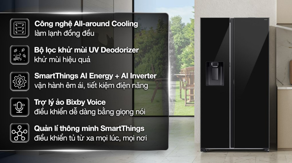 Tủ lạnh Samsung Inverter 634 lít Side By Side RS80F65J2BSV - Hàng chính hãng